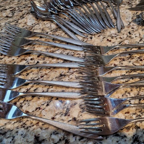 VINTAGE SEARS SILVERWARE FLATWARE SET 49 PIECE FORKS SPOONS KNIVES ETC - Picture 6 of 8